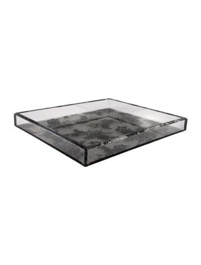 Pre-owned Alexandra Von Furstenberg Acrylic Lace Print Small Tray In Multi