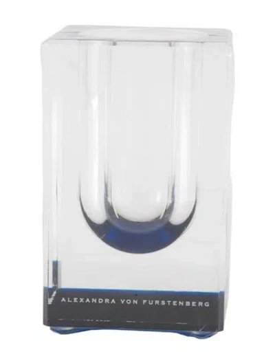 Pre-owned Alexandra Von Furstenberg Acrylic Short Vase In Blue