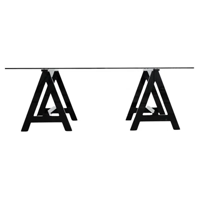 Pre-owned Alexandra Von Furstenberg Blacksmith Acrylic Desk Sawhorse Table