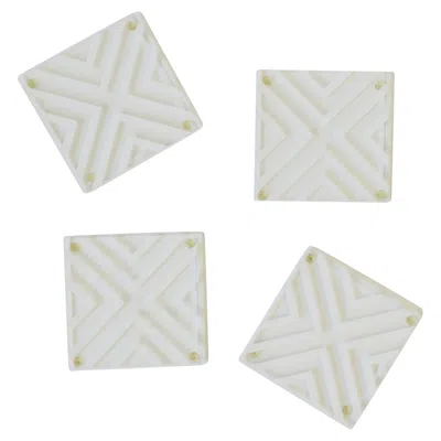 Pre-owned Alexandra Von Furstenberg Modern Acrylic Lucite Coasters In Gray