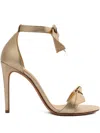 Alexandre Birman 100mm Clarita Bow-detail Leather Heeled Sandals In Gold