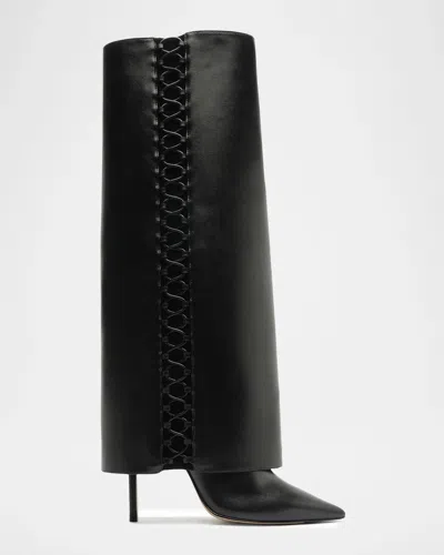 Alexandre Birman 100mm Holly Leather Knee-high Boots In Black