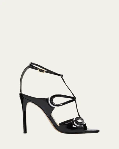 Alexandre Birman 100mm Malu Patent Leather Sandals In Black