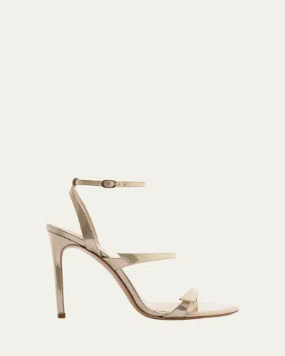 Alexandre Birman 100mm Tita Metallic Leather Sandals In Yellow