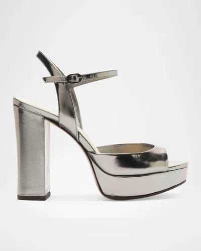 Alexandre Birman 110mm Amy Metallic Leather Platform Sandals In Multi