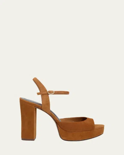 Alexandre Birman 120mm Amy Suede Platform Sandals In Brown