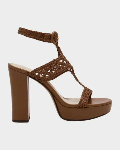 Alexandre Birman 120mm Braided Leather Platform Sandals In Brown