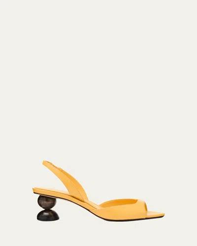Alexandre Birman 50mm Tropicana Leather Slingback Sandals In Yellow
