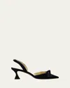 Alexandre Birman 60mm Clarita Bell Velvet Slingback Pumps In Blue