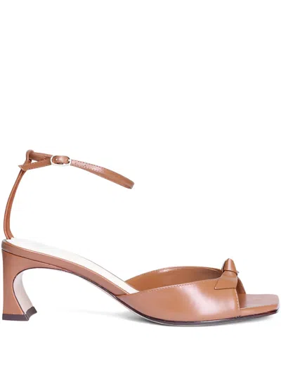 Alexandre Birman 60mm Clarita Espresso Bow Ankle Strap Sandals In Brown
