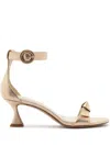 Alexandre Birman Clarita Leather Bow Ankle-strap Sandals In Gold