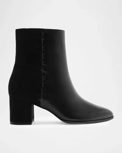 Alexandre Birman 60mm Jesse Mixed Leather Booties In Black