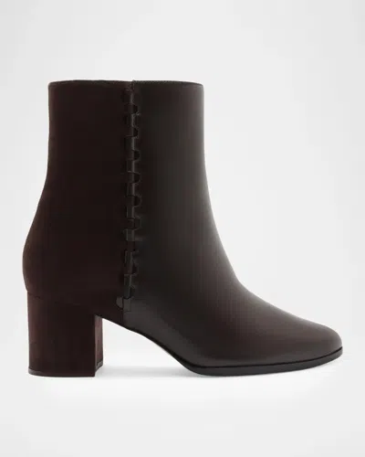 Alexandre Birman 60mm Jesse Mixed Leather Booties In Dark Brown
