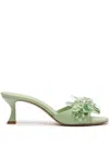 Alexandre Birman Sierra 60 Crystal Kitten Mule Sandals In Green