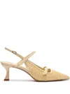 Alexandre Birman Tita Raffia And Leather Slingback Pumps In Neutrals