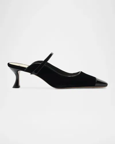 Alexandre Birman 60mm Tita Wave Velvet Mule Pumps In Black