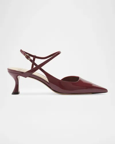 Alexandre Birman 60mm Tita Wrap Patent Leather Pumps In Brown