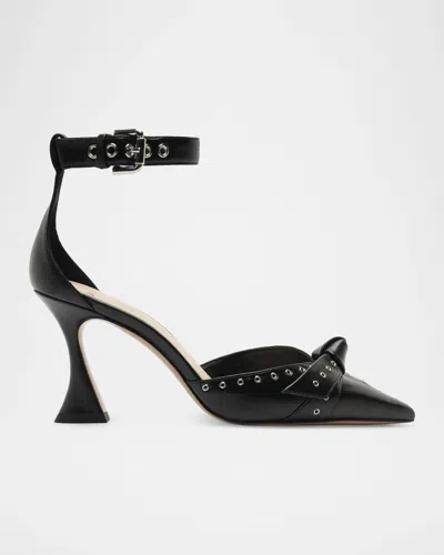 Alexandre Birman 85mm Clarita Grommet Leather Pumps In Black