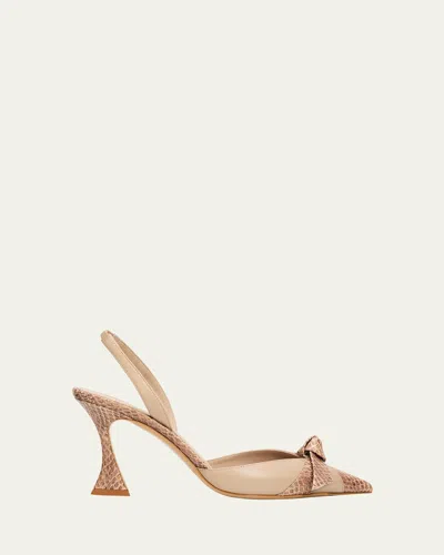 Alexandre Birman 85mm Clarita Mixed Leather Slingback Pumps In Neutral