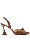 Alexandre Birman Asymmetric Clarita 85 Leather & Suede Slingback Pump In Brown