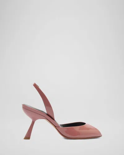 Alexandre Birman 85mm Miranda Patent Leather Slingback Pumps In Clay