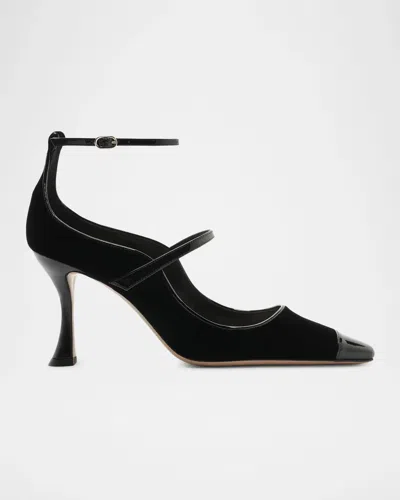 Alexandre Birman 85mm Tita Wave Velvet Pumps In Black