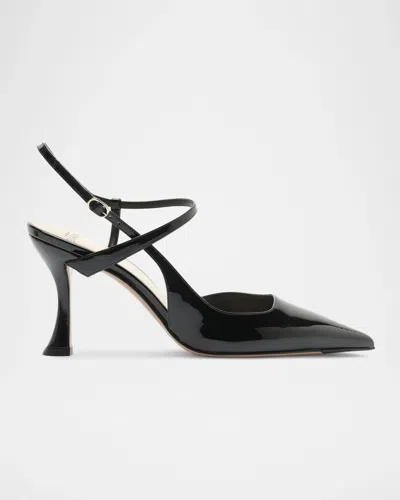 Alexandre Birman 85mm Tita Wrap Patent Leather Pumps In Black