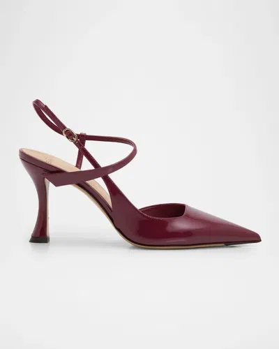 Alexandre Birman 85mm Tita Wrap Patent Leather Pumps In Burgundy