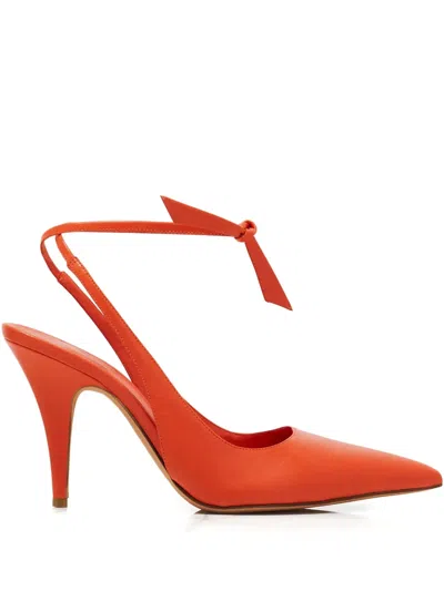 Alexandre Birman 90mm Pointed Ankle Tie Pumps In Orange