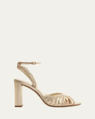 Alexandre Birman Agatha 90 Leather Sandals In Golden