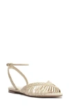 Alexandre Birman Agatha Braided Leather Flat Sandals In Eggshell