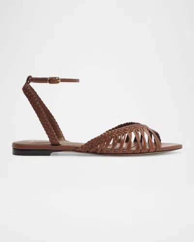 ALEXANDRE BIRMAN AGATHA LEATHER FLAT SANDALS