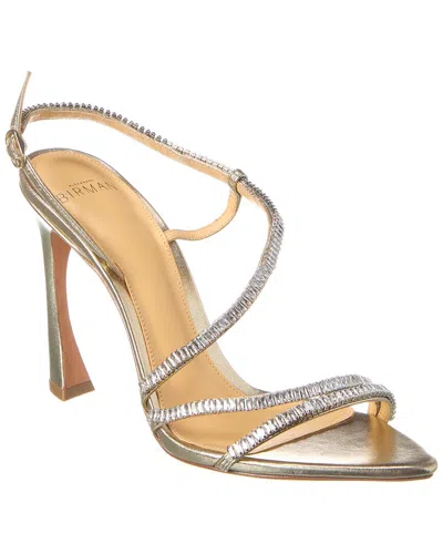 Alexandre Birman Alana Zircone 100 Leather Sandal Gold In Silver