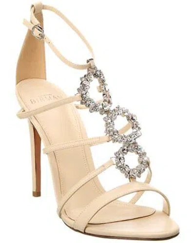 Pre-owned Alexandre Birman Alice Crystal 100 Leather Sandal Women's In White