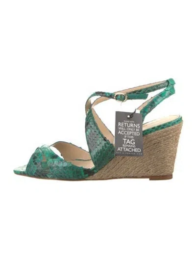 Pre-owned Alexandre Birman Alligator Animal Print Slingback Sandals W/ Tags In Green