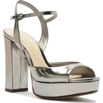 Alexandre Birman Amy Metallic Platform Sandal In Grafite