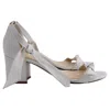 Alexandre Birman Ankle Strap Low Heel Sandals In White Leather In White