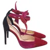 Alexandre Birman Ankle Tie-strap Pointed Pumps In Burgundy Suede In Red