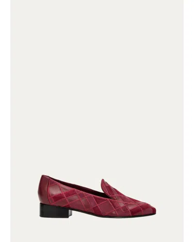 Alexandre Birman Annelise Patchwork Leather Loafers In Burgundy