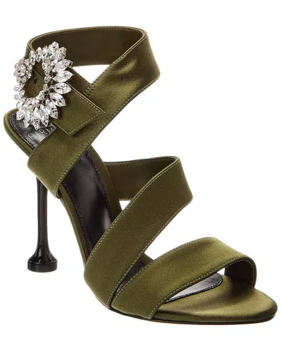 Alexandre Birman Antonia Crystals 100 Satin Sandal In Green