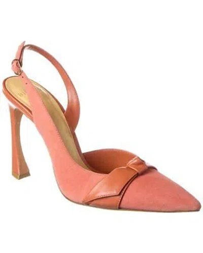 Pre-owned Alexandre Birman Asymmetric Clarita 100 Leather & Suede Slingback Pump Women's In Pink