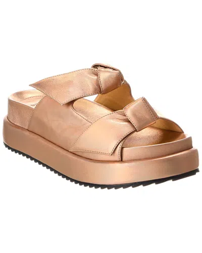 Alexandre Birman Asymmetric Clarita Bounce Leather Platform Sandal In Gold