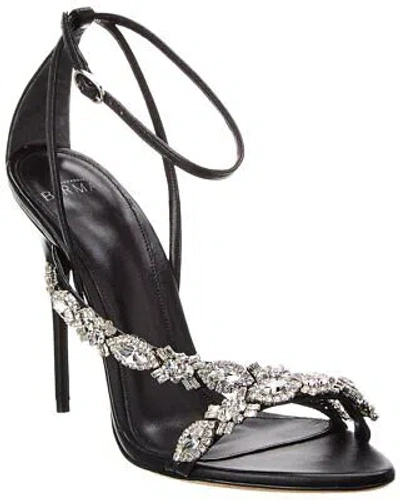 Pre-owned Alexandre Birman Aurora Crystal 100 Leather Sandal Women's In Black