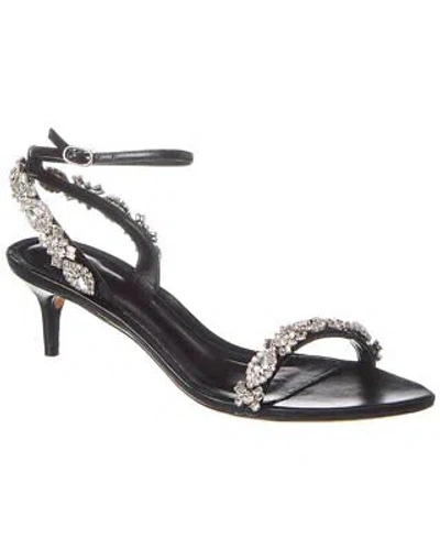 Pre-owned Alexandre Birman Aurora Crystal 50 Leather Sandal Women's In Black