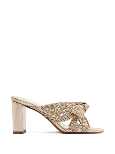 Alexandre Birman Belinda Woven Block Heel Sandal In Gold
