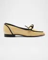 Alexandre Birman Grosgrain-trim Raffia Loafer In Natural/black