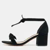 Alexandre Birman Black Suede Clarita Block Heel Sandals In Black