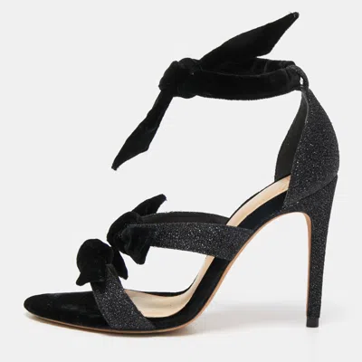 Alexandre Birman Black Velvet And Glitter Tripple Knot Lolita Sandals