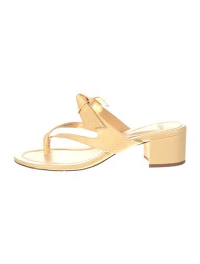 Pre-owned Alexandre Birman Bow Accents Slides In Yellow