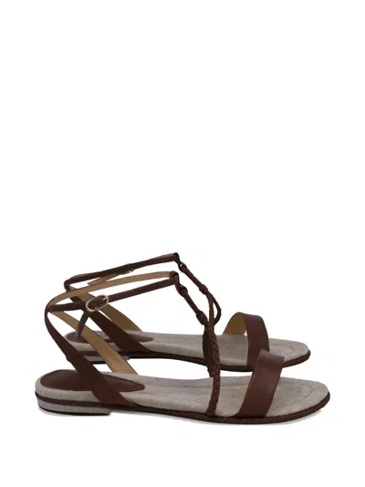 Pre-owned Alexandre Birman Braided-strap Flat Sandals In Brown